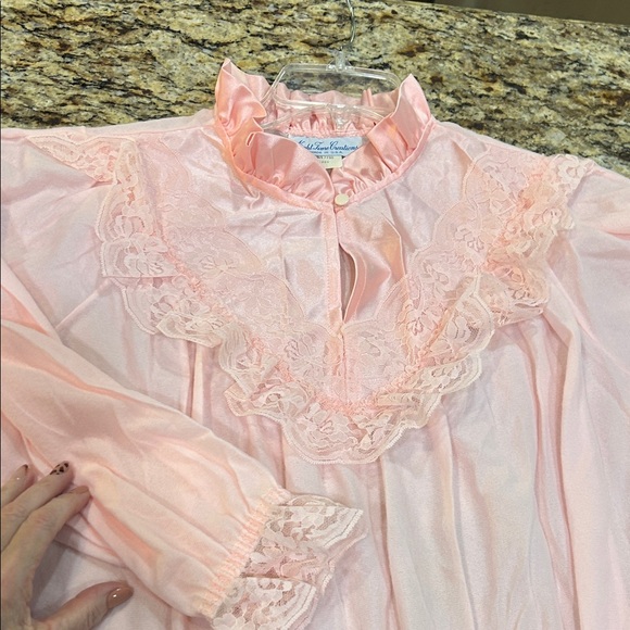 Vintage Night Time Creations Pink Ruffled Flannel Long Nightgown - Picture 4 of 15